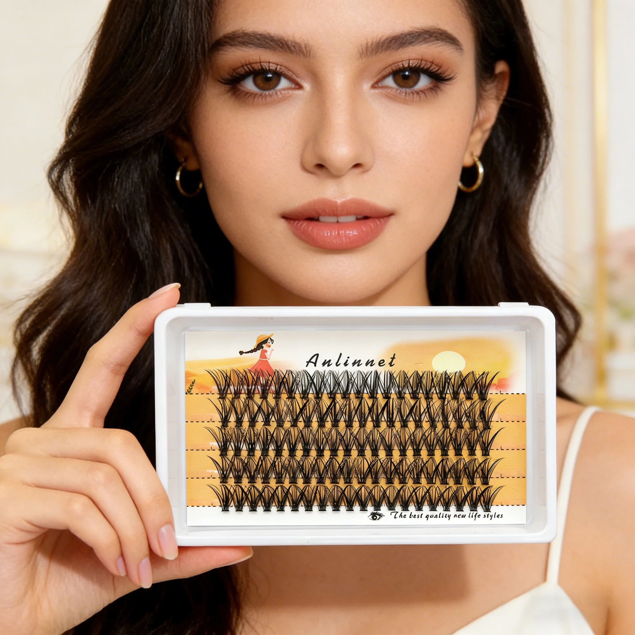 

5 Rows Individual Lash Clusters Natural Look Fake Eyelashes Three-Dimensional Fluffy Manga False Eyelashes,for Women Face & Eyes