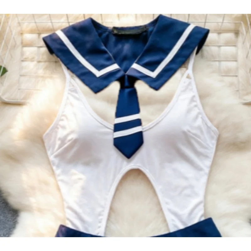 Women Sexy Girl Costumes Cosplay Babydoll Sexy Lingerie Suspender Plaid Skirt Set Student Uniform Party Club Outfits view 5