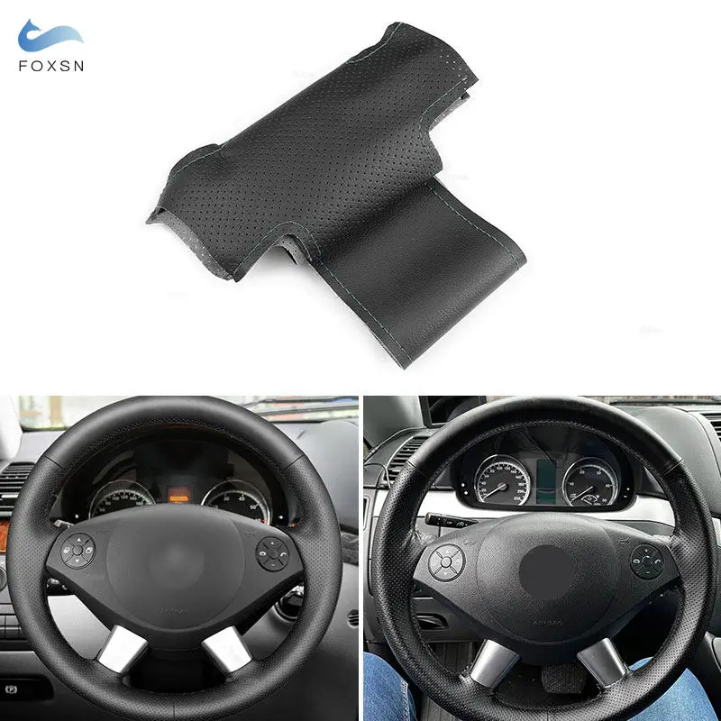 Car Hand-stitching Steering Wheel Black Leather Cover Fabric For Mercedes Benz W639 Viano Vito 2010 2011 2012 2013 2014 2015