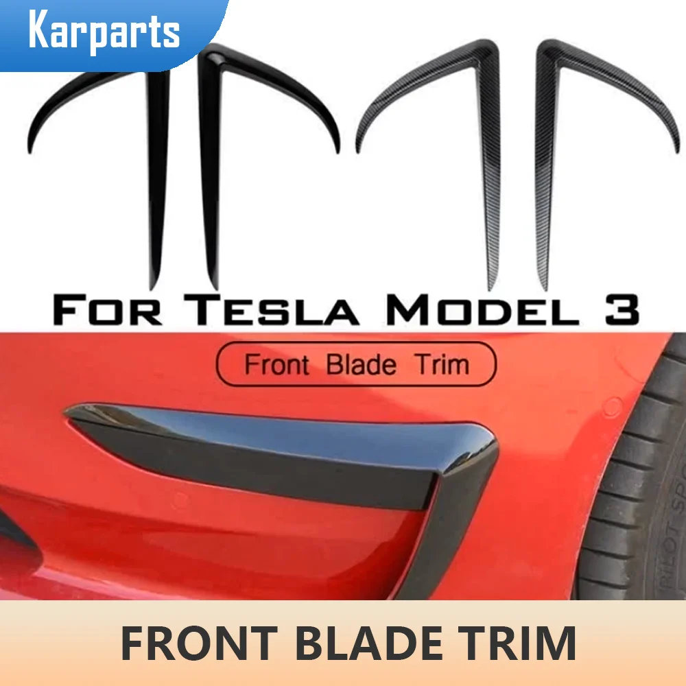 

2PCs Car Front Blade Trim for Tesla Model 3 2017-2022 Decor Modification Front Fog Lamp Spoiler Light Blade Styling Accessories