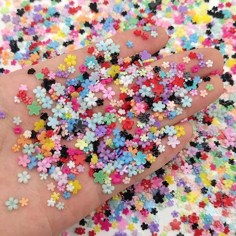 1000pcs/bag 3D Acrylic Flower Nails Charms Mixed Size Color Nail Art Decoration Rhinestones Florets Jewelry DIY Nail Accessories