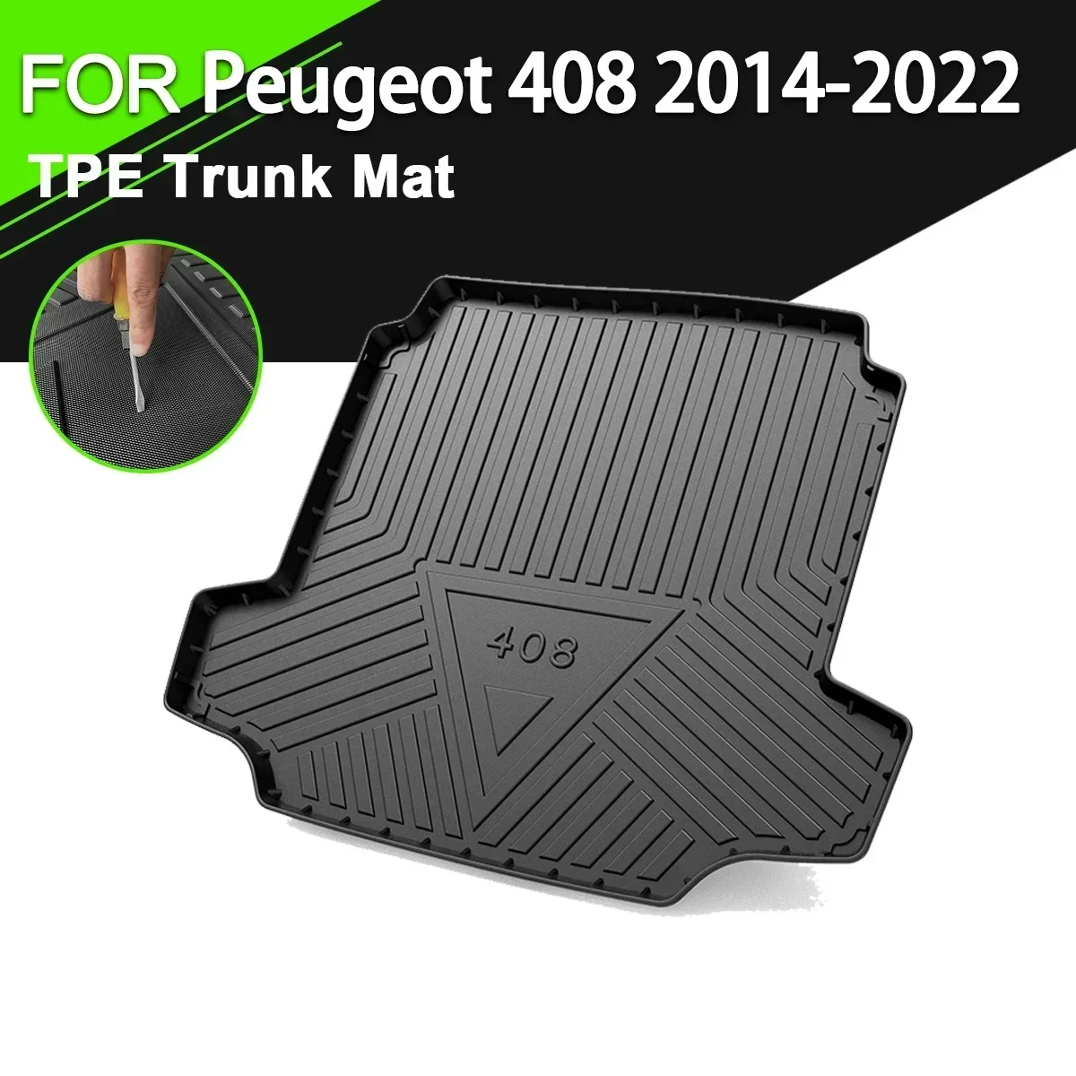 

For Peugeot 408 2014-2022 Car Rear Trunk Cover Mat TPE Waterproof Non-Slip Rubber Cargo Liner Accessories