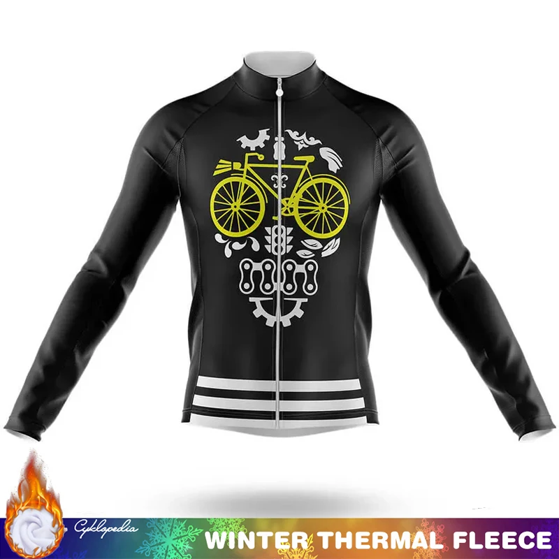 Thermal Jersey Cycling SKULL Mtb Clothing Men Winter Clothes Fleece Outfit 2026 Bicycles Termal Road Bikes Man Bike Maillot Mens