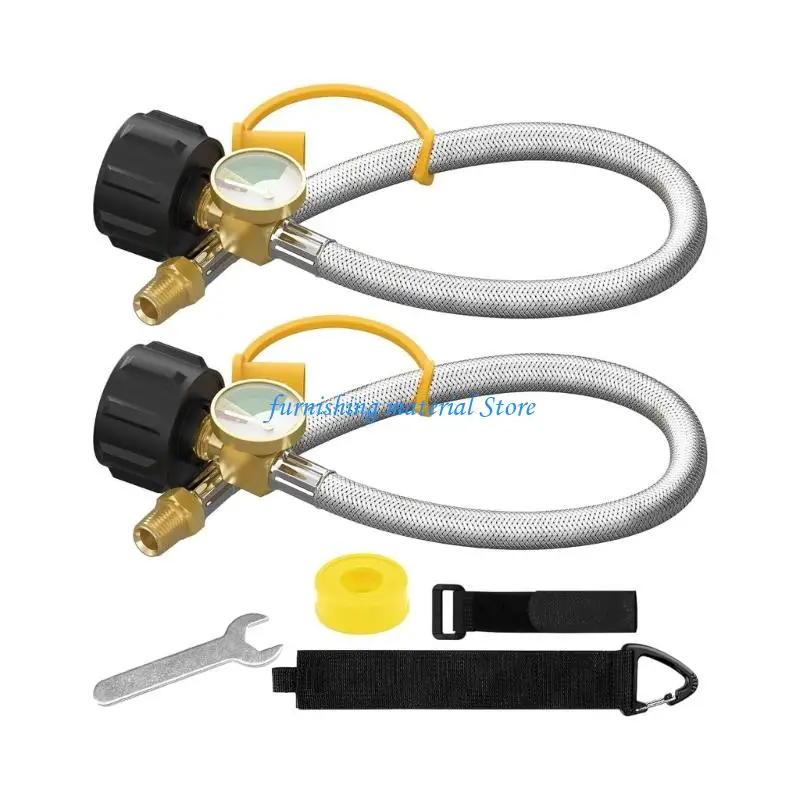 

Y5GD Pack of 2 Safe Propanes Hoses Designs with Gauge for Stable Cooking Performances