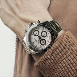 New Parnis 39mm White Dial Quartz Chronograph Luxury Men Watches Sapphire Crystal Watch For Men reloj para mujer Man Clock 2024