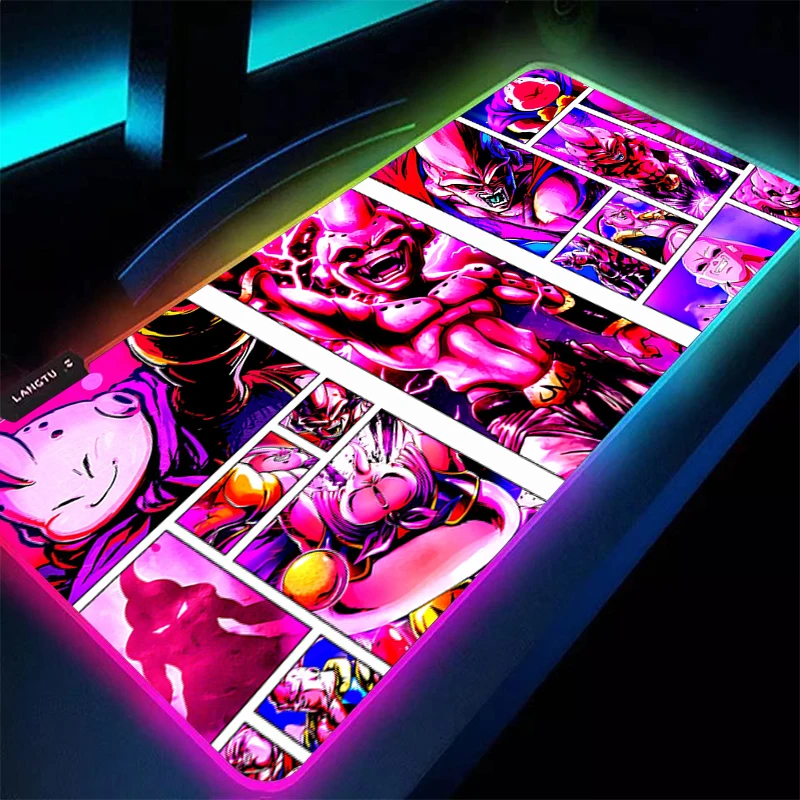 RGB Mouse Pad 90x40cm DBZ Dragon Ball Majin Buu Gamers pc Computer Extended Game LED Mousepad Desk Mat Keyboard Backlight Carpet