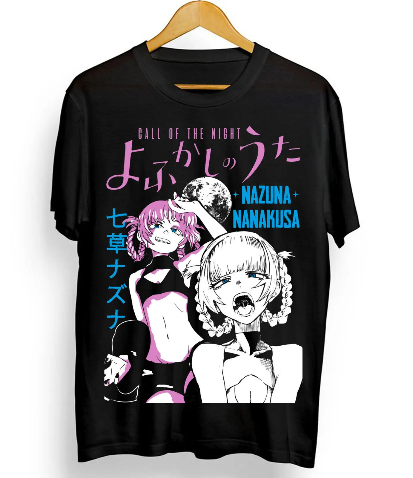 Anime Call of The Night Nazuna Nanakusa Print T-shirt Yofukashi No Uta Oversized Casual Soft Cotton Streetwear Short Sleeve Tops