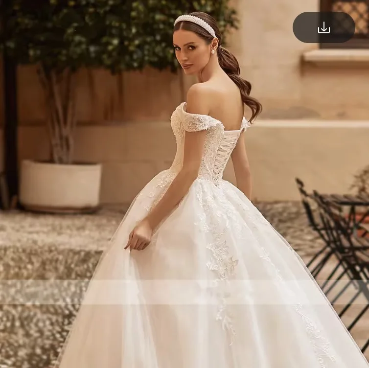 Personalizado brilhante fora do ombro vestido de casamento querida rendas até vestido de baile rendas apliques vestido de noiva novia