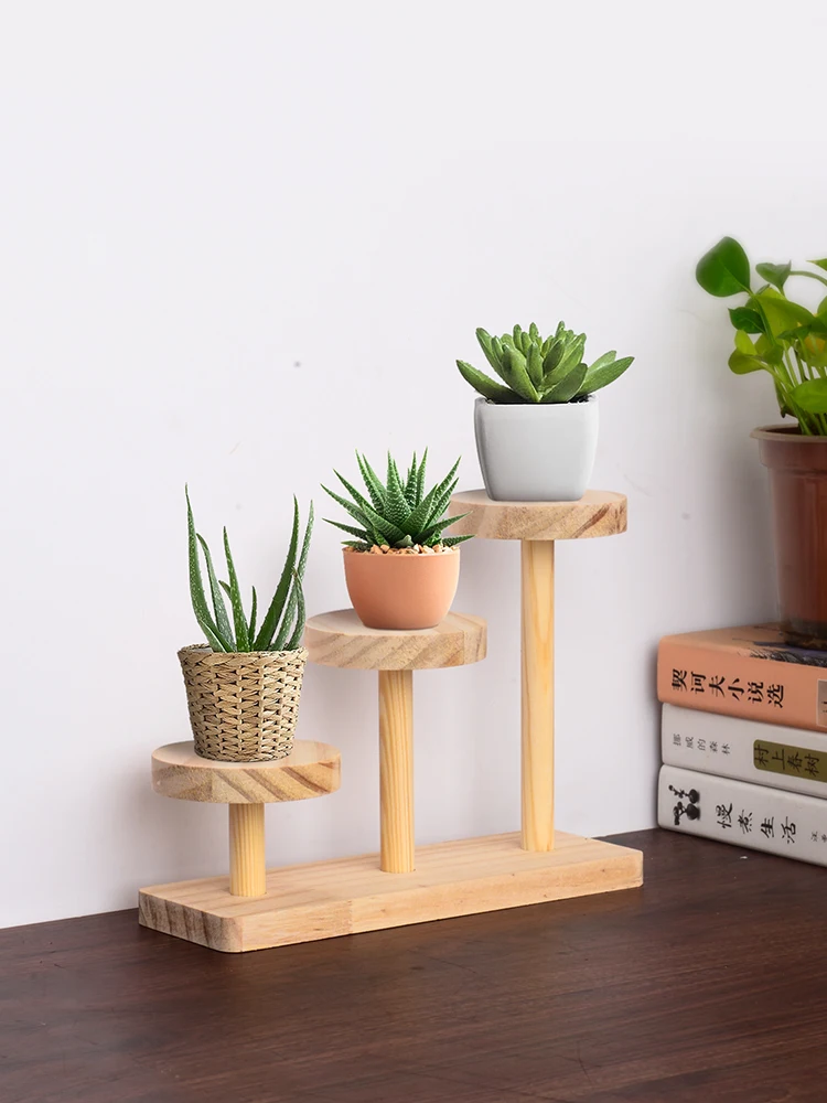 Creative Wooden Display Stand For Action Figures,Cosmetics Storage Rack Tabletop Succulent Plant Display Stand Perfume Holder