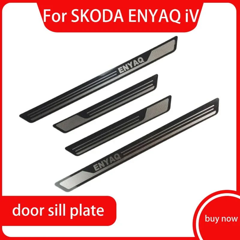 for SKODA ENYAQ iV Sticker Car Accessories Stainless Scuff Plate/Door Sill Door Sill Scuff Plate Welcome Pedal 2021-2024