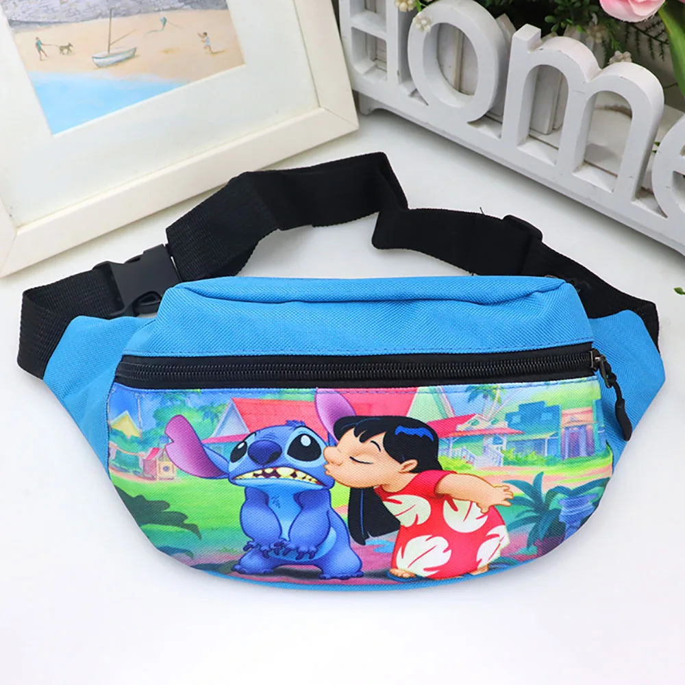 Disney Stitch Chrildren\'s Waist Bag Canvas Fanny Pack Boy Girl Cartoon Crossbody Chest Bag Fashion Travel Belt Bag kids gifts