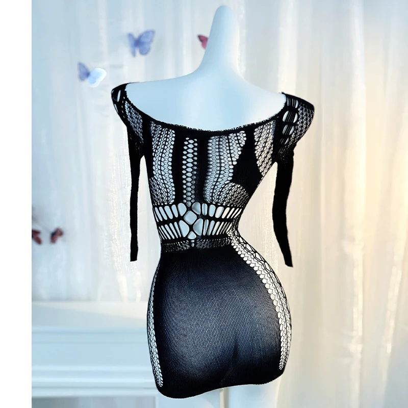 1PC Donne A Rete Coprispalle Senza Bikini Lingerie Sexy Vedere Attraverso Scava Fuori Vestito Aderente Manica Lunga Beachwear Qq611