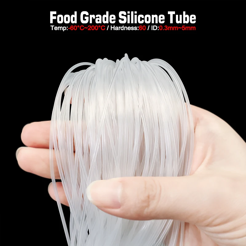 

5 м/10 м пищевая прозрачная капиллярная силиконовая трубка гибкий шланг ID 0,3/0,5/0,8/1/2/3/4 мм термостойкая трубка для напитков