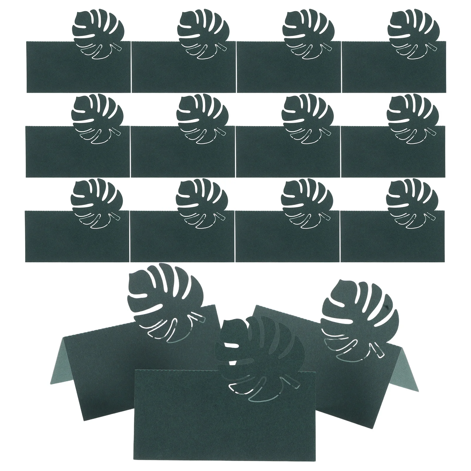 

50Pcs Dark Green Leaf Place Cards 3D Craftsmanship Wedding Party Seating Name Tents Table Decorations Place Cards