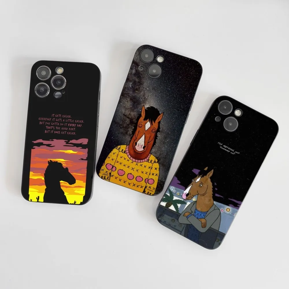 B-Bojack Canvas Horseman Funny Phone Case Silicone Soft For IPhone 16 15 14 13 12 11 X XR Plus Pro Max Plus