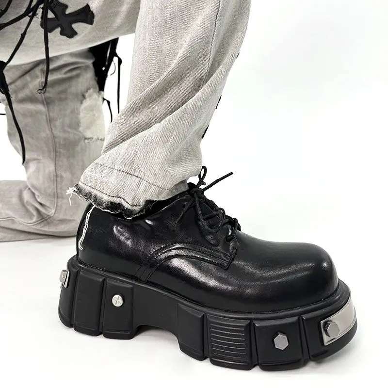 2025 Men Niche Tilta Advanced Sense Function Round Head British Thick Bottom Increased Leisure Big Head Shoes