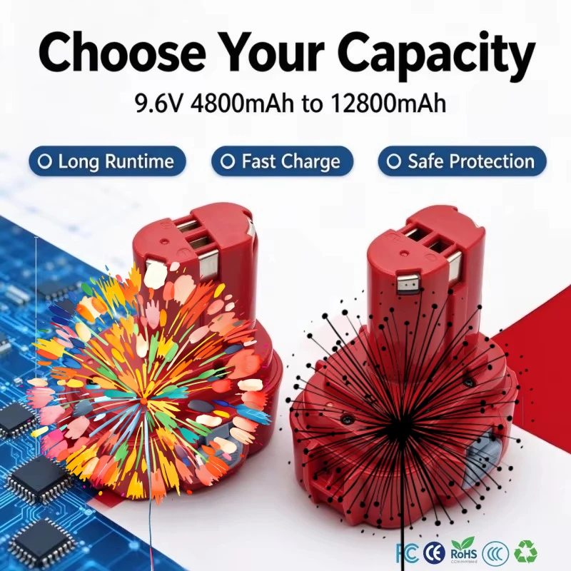 Replacement Battery for 9120 9122 9133 9134 9135 9135A 6222D 6260D Power Tools, 9.6V 4800‑12800mAh Rechargeable Battery