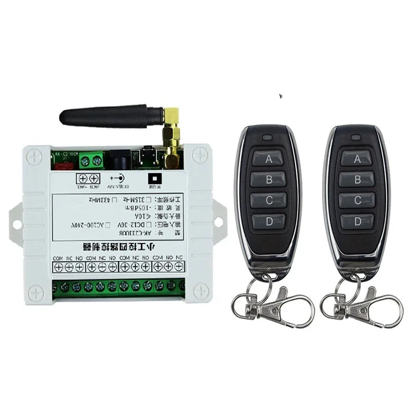 Universal Wireless Remote Control DC 12V 24V 36V 4CH 10A Relay Receiver Module RF Switch Remote Control For Gate Garage Opener