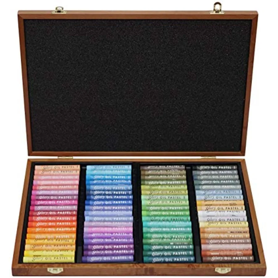 

Gallery Professional 72-Color Soft Oil Pastel Set Superior Blendability, Elegant Wooden Case