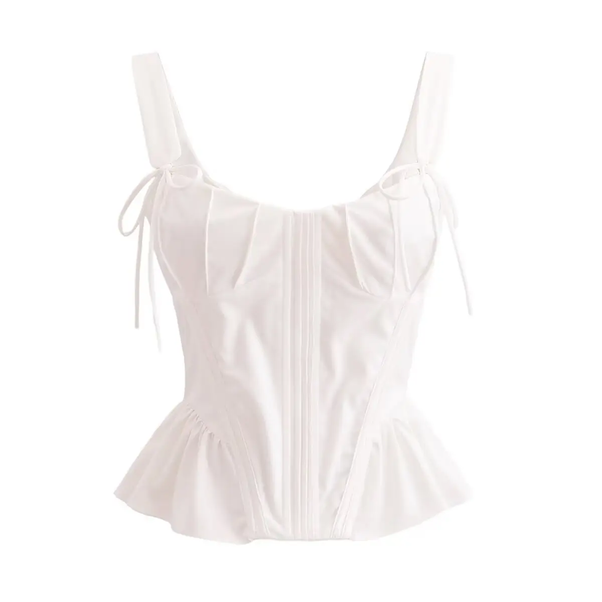 

Women New Fashion Sweet Square Collar Tank Top Sexy Backless Chic Fish Bone Cropped Tops Palace Style Corset Top