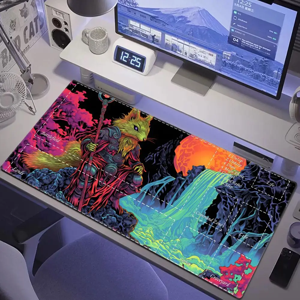 

HYBXAXC Magic Card Gaming Mat MousePad with zone Colorful Squirrel Warrior mtg playmat desk Commander Playmat suitable gathering