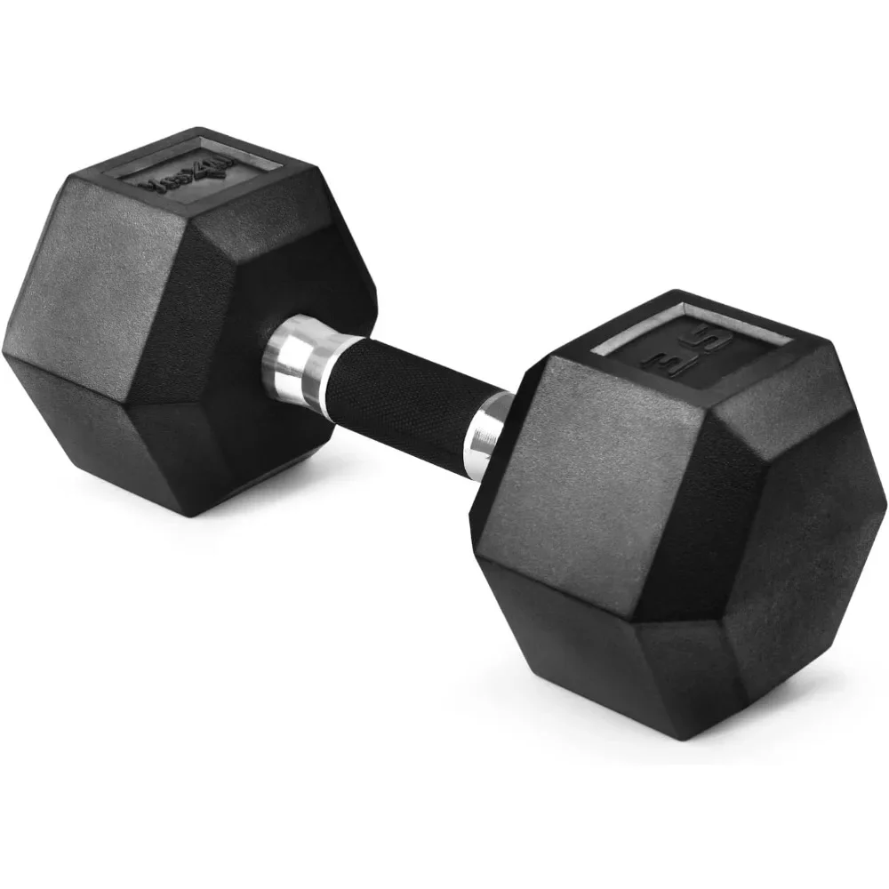 Rubber Grip Encased Hex Dumbbells – Hand Weights With Anti-Slip 5-50 LBS Single