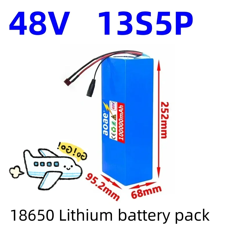 

13S5P 48V 100000mAh 48V lithium-ion battery pack with 1000W BMS, suitable for 54.6V electric bicycles scooters And charger