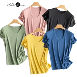 2023 Women's Fashion Top Spring/Summer New Sexy Fit Silk Ice Breathable Solid Loose Short Sleeve T-shirt Clothes for Women