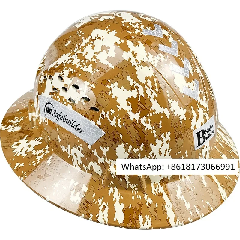 

Summer large brimmed sun protection safety helmet for men, breathable, anti impact, sun shading, building collision helmet