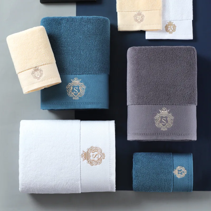 1/5/10pcs White Cotton Towel Set Embroidered Gift Towels Set Highly Absorbent Towels Cover For Bathrooms, Gyms, Hotels And Spas