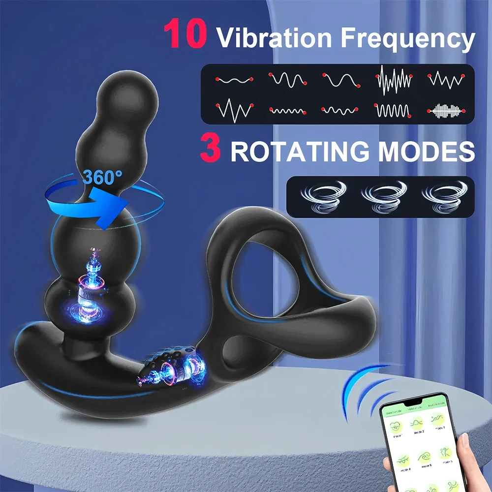 Wholesale Remote Control Male Prostate Massager Vibrator Rotate Toy Vibrator Ring Plugs Masturbator Anal Butt Sex Plug Wearable