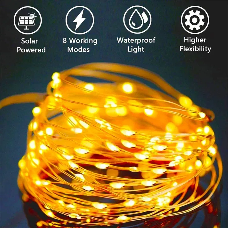 LED Solar String Light Outdoor Garden Fairy Lights 400 Leds Waterproof Lamp for Christmas Party Decor 7m/12m/22m/32m/40m