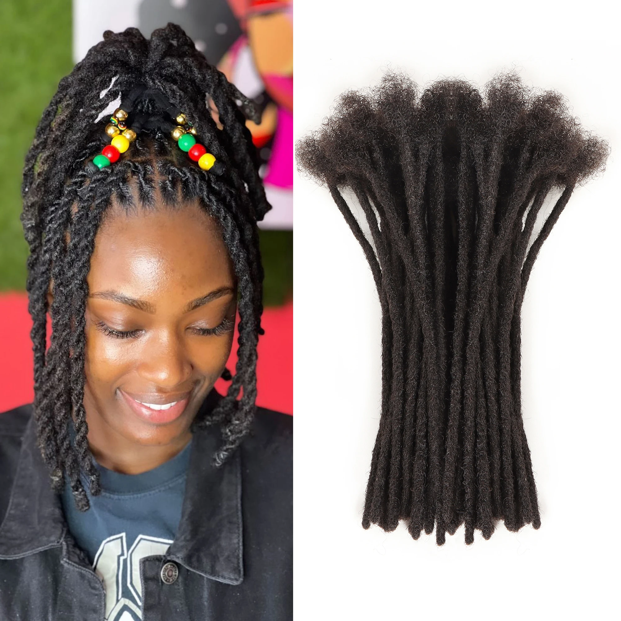 Orientfashion Handmade Dreadlocks XSmall 0.6cm Soft Remy Human Hair Extensions 80pcs 100pcs balck locs for women and men