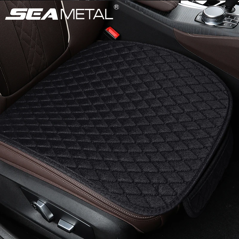 SEAMETAL 1Pc Flax Car Front Seat Cover Breathable Linen Car Seat Cushion Anti Slip Auto Chair Protector Universal for Sedan Suv