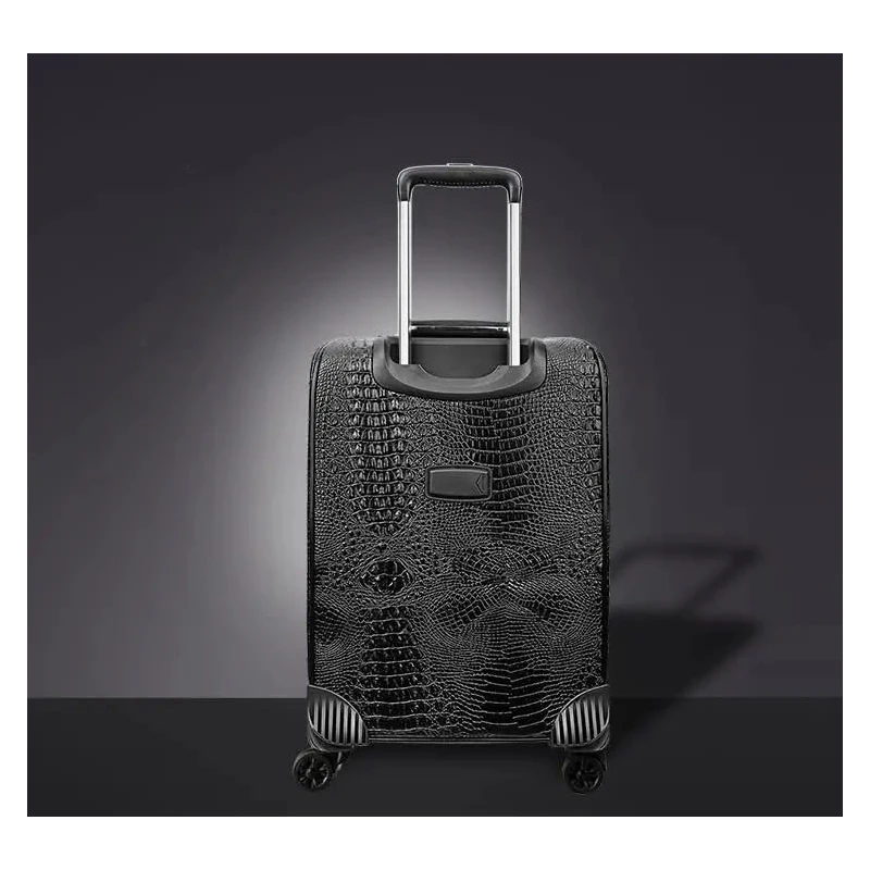 Crocodile Grain retro Suitcases Rolling Luggage Set 24 \'\' Business PU Leather Trolley Luggage 16/20 inch Password Suitcase Black