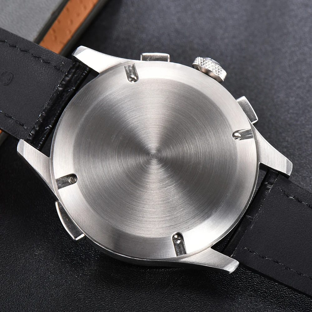 New Parnis 45mm White Dial Men Automatic Mechanical Watches Moon Phase Calendar Leather Strap Watch For Men relogios masculino