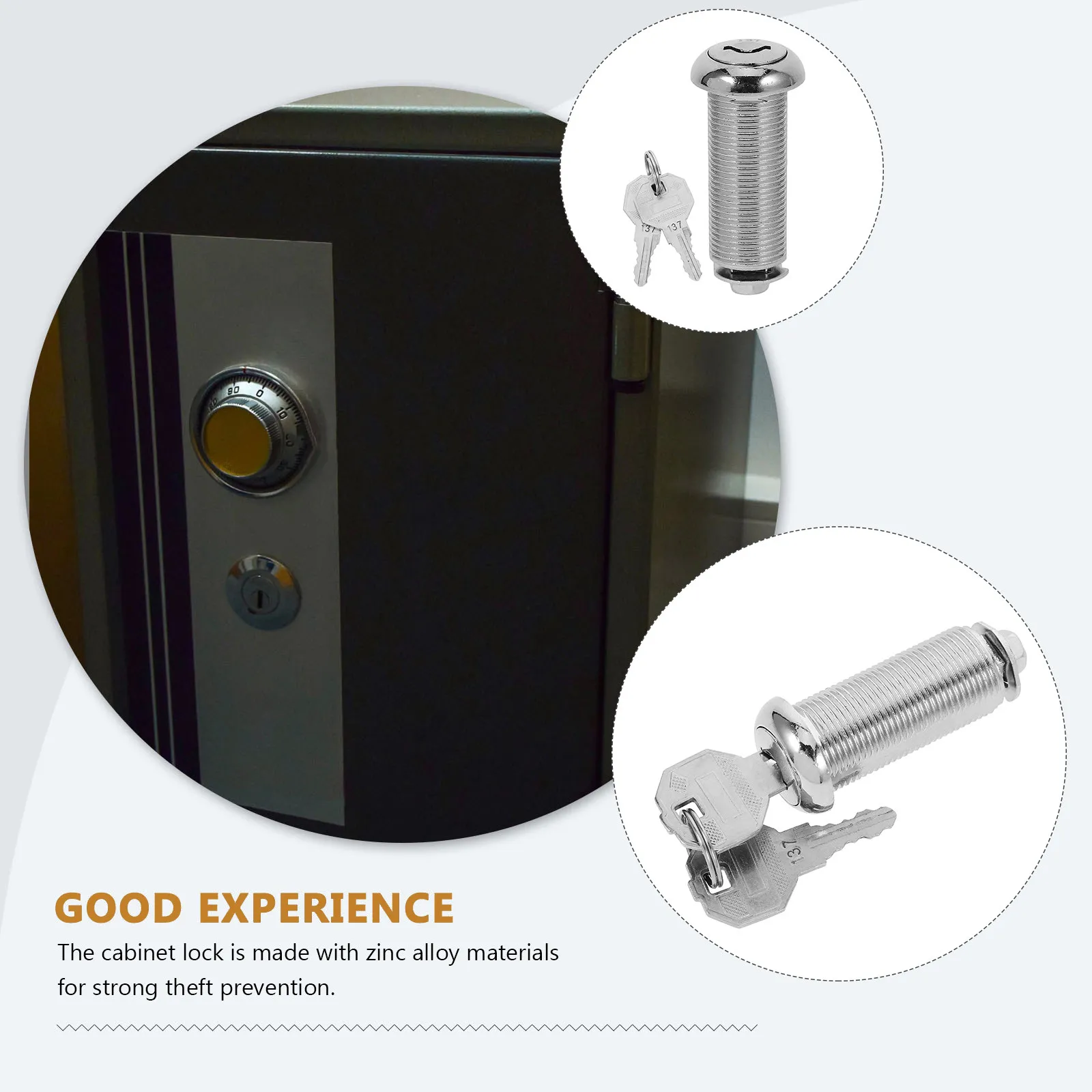 1Set Small Round Cabinet Lock Zinc Alloy Heavy Duty Security Lock for Drawer Toolbox File Cabinet Electric Box