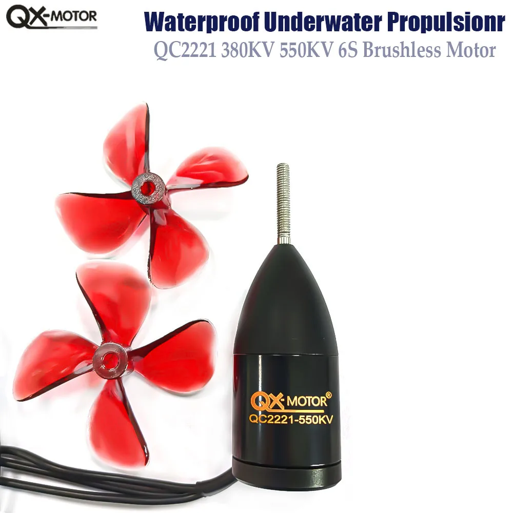 

QX-MOTOR Waterproof QC2221 Underwater Propulsionr 12V-24V 380KV 550KV 6S brushless Motor use 50A ESC for RC Ship Model