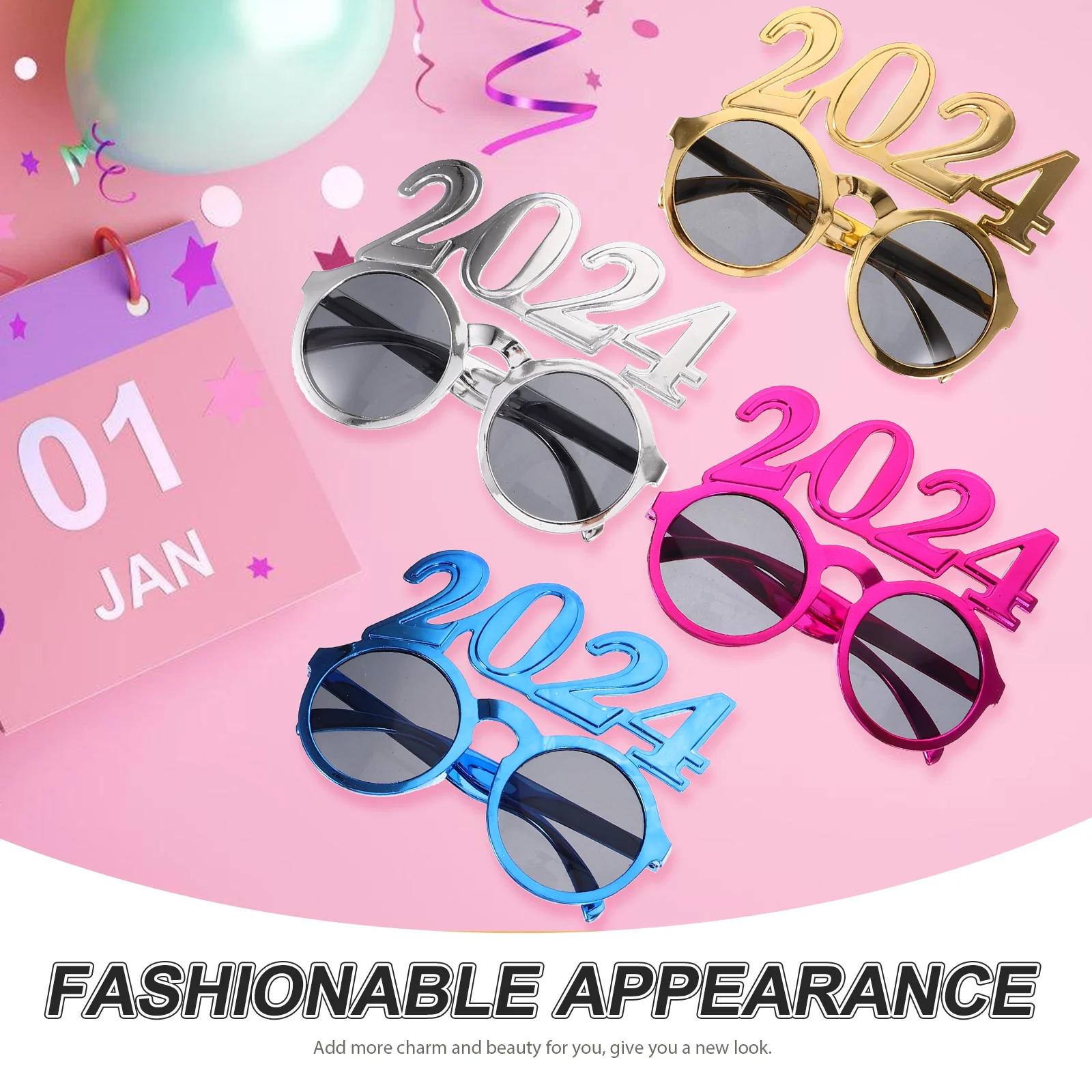 

4 Pcs Year Funny Glasses 2023 Eyeglasses 2023 Digital Eyewear Party Photo Props Novelty Costume Lenses Gathering Gifts