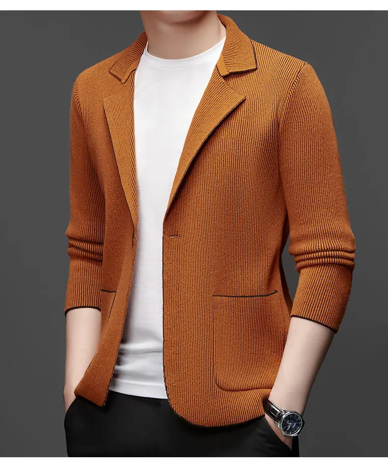 

Модный корейский кардиган-свитер, мужская куртка, вязаный осенний топ-костюм