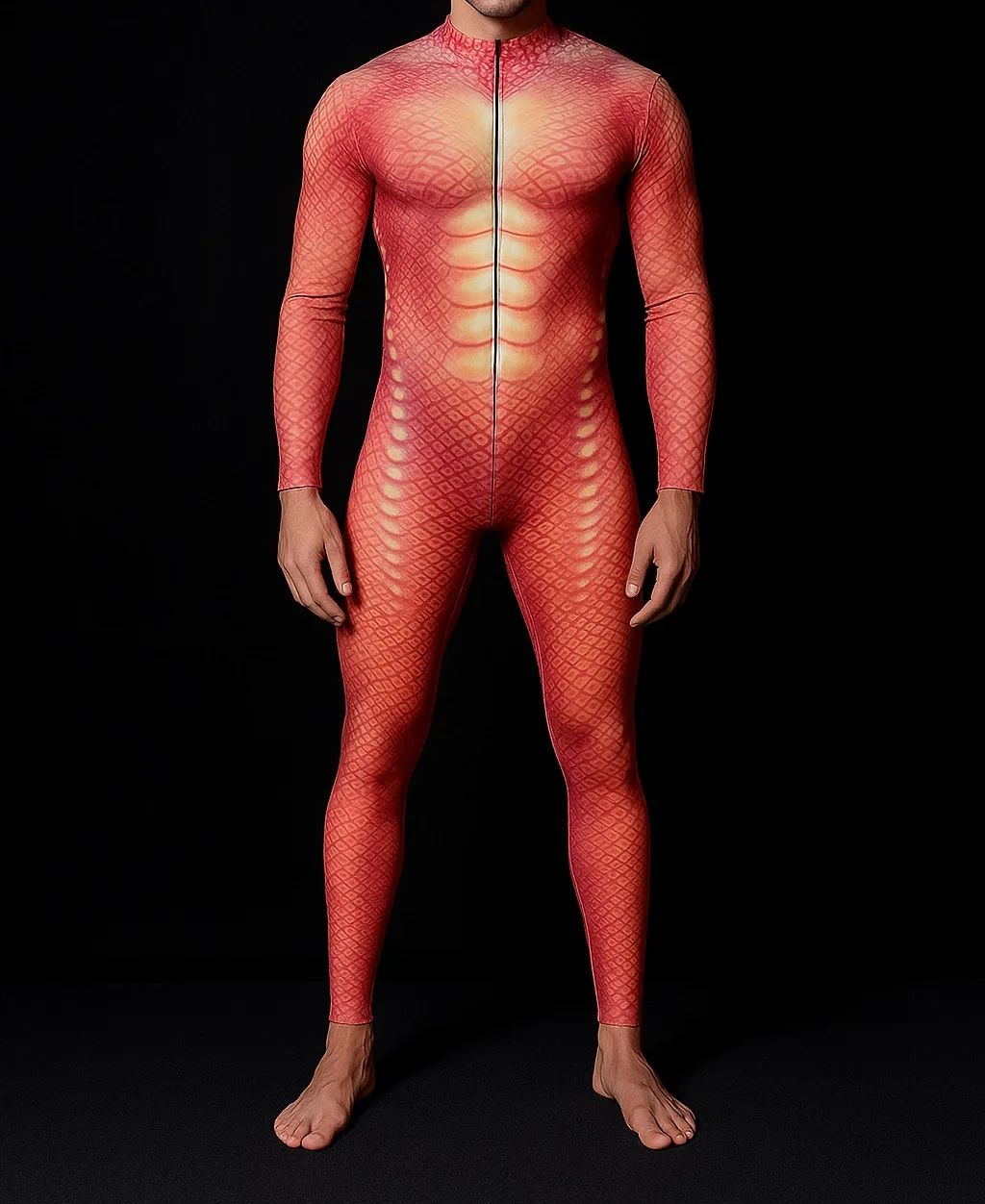 Herren Punk Muskel-Jumpsuit Rüstung Coole Bedruckte Cosplay-Kostüm Halloween-Aufführung Zentai-Anzug Karneval Bühnenoutfit 2026 – Detail 14