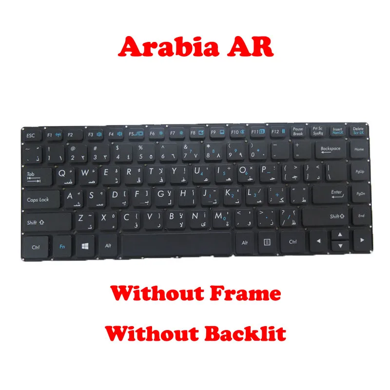 Black Laptop S410 Keyboard Without Backlit&Frame For GETAC V138418DS1 Arabia AR New