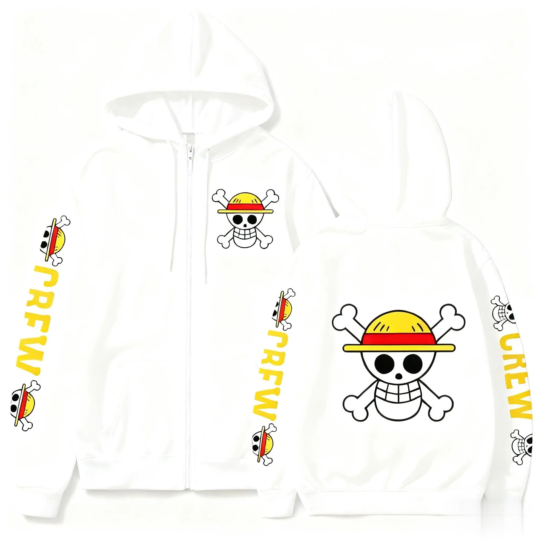 Uma peça anime luffy chapéu de palha crânio zip moletom com capuz jaqueta streetwear casual pulôver masculino feminino primavera outono moda