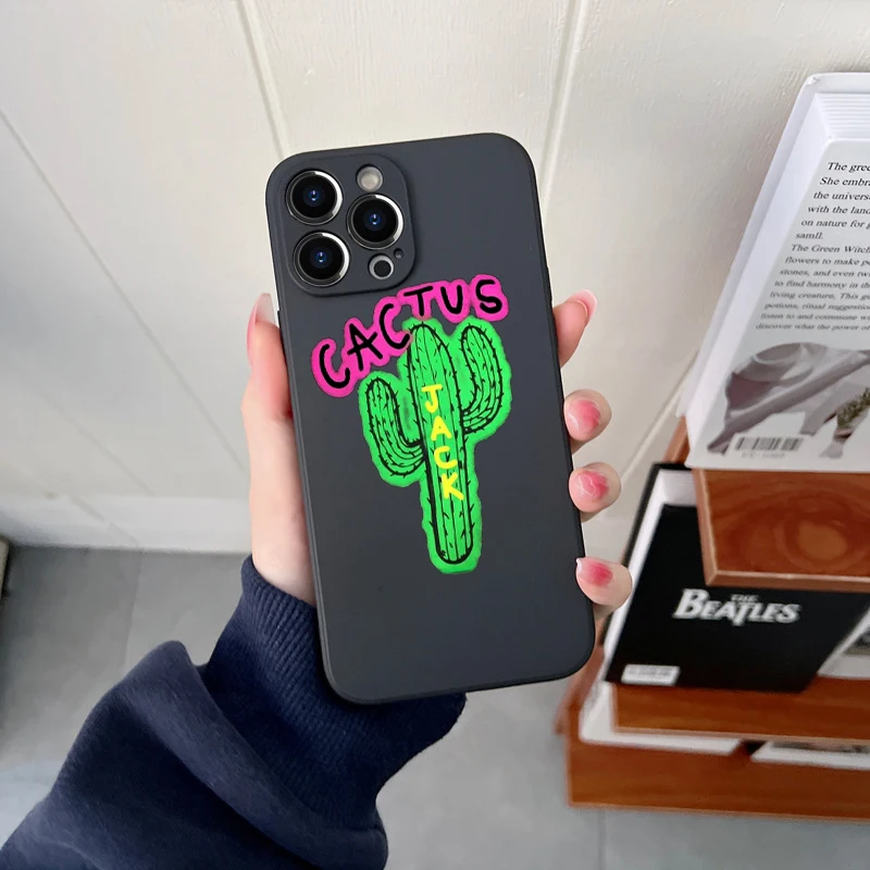 Travis Scott-funda de teléfono de silicona líquida cuadrada Original para iPhone 14, 11, 12, 13 Pro Max, Mini, X, XS, XR, 7, 8 Plus, SE2, funda