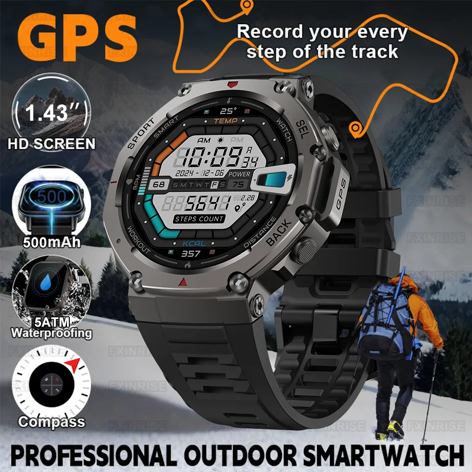

Sports Smart Watch DM58 GPS Bluetooth 5.3 466*466 Watch 500mAh Battery Smartwatch Map Compass Sports Bracelet Tracking Feature