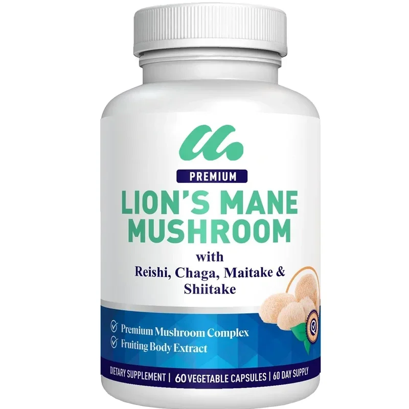 

Lions Mane Supplement Capsules-Mushroom Extract: Chaga, Maitake, Reishi & Shiitake Mushrooms|Pure Fruiting Body