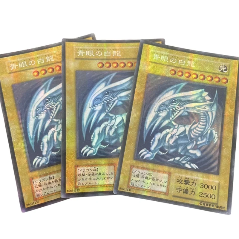 Yu-Gi-Oh Flash Card Egyptian God Blue-Eyes White Dragon Diy 3 Sheets Secret Rare-Ser Action Toy Figure Anime Game Collection