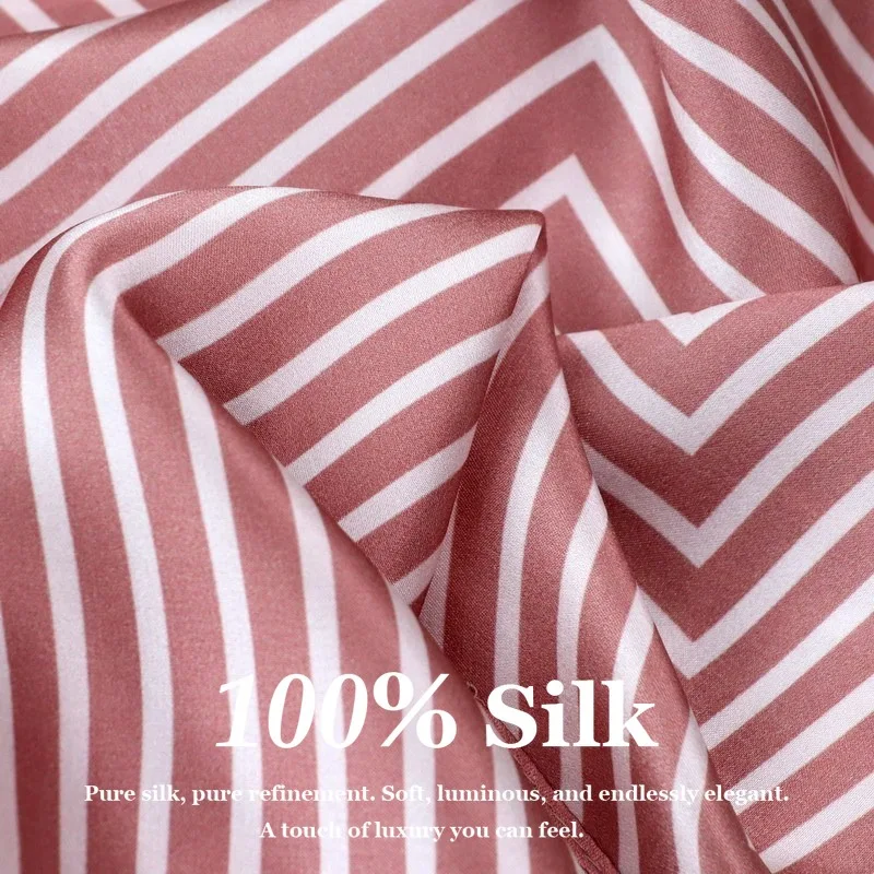 

Шарф из 100% натурального шелка для женщин: роскошная бандана, платок для волос, головной убор, шарф с принтом в полоску, лента для сумки, шаль, шарфы