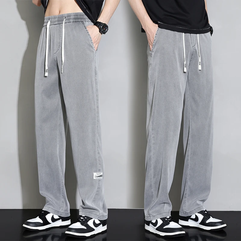 

Мужские летние повседневные брюки: тонкие, модные, свободные, широкие, прямые, на резинке