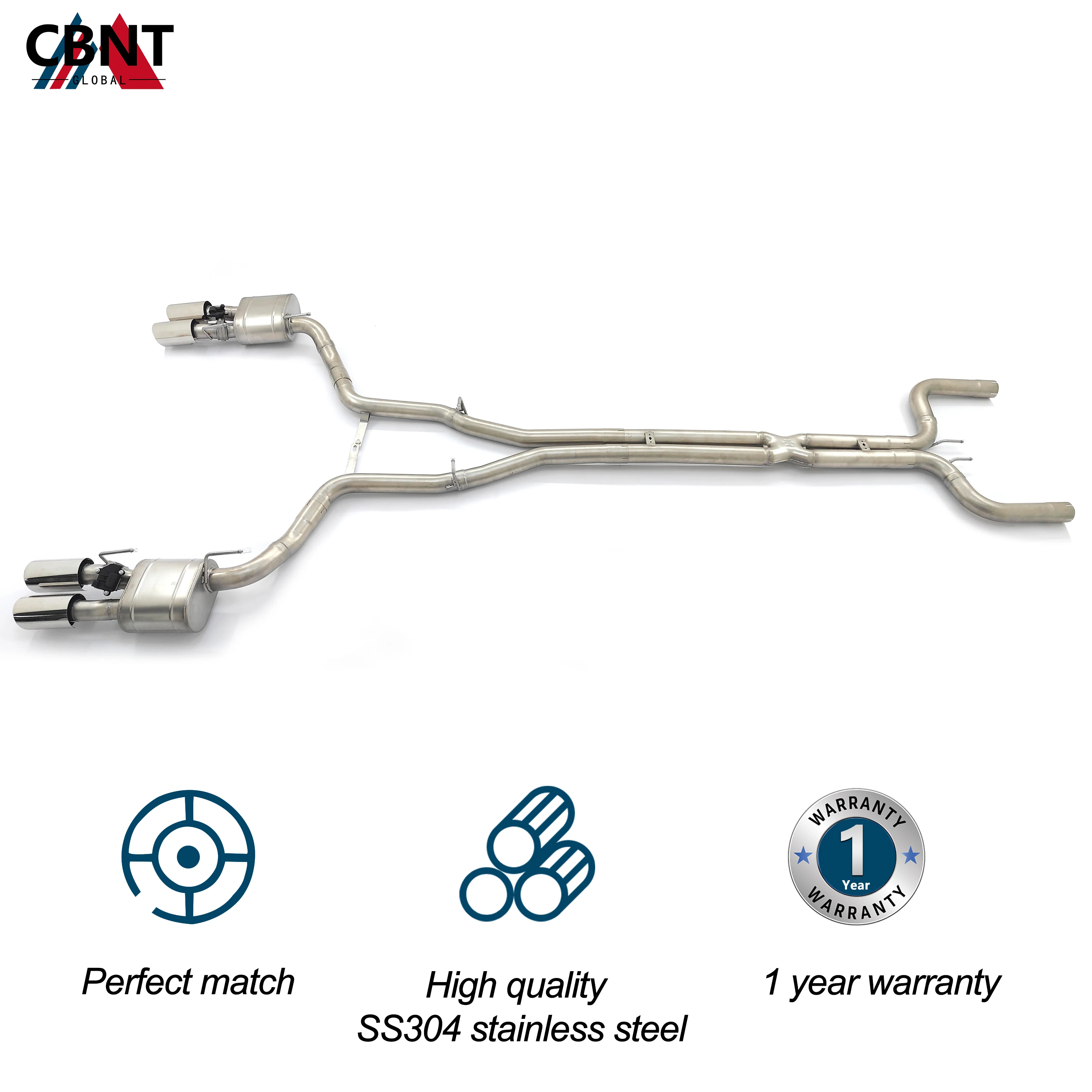 CBNT Valved Catback for Maserati Quattroporte Ghibli SQ4 3.0T Performance Exhaust Pipe with Valve Muffler SS304 Exhaust System